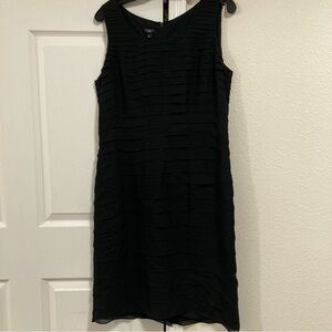 Talbots Black 100% Silk Layered Chiffon Cocktail Dress Elegant Sleeveless Sz 12